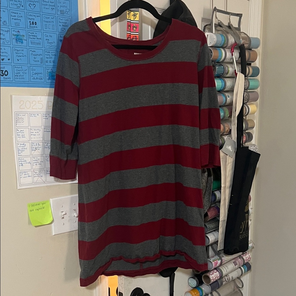 Mossimo Supply Co. Red and Gray Striped Tunic